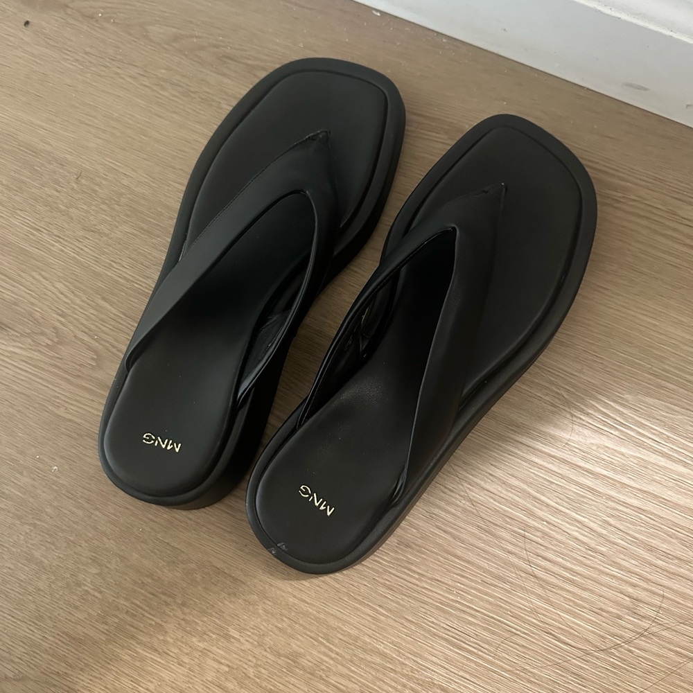 Black Leather Platform Sandals
